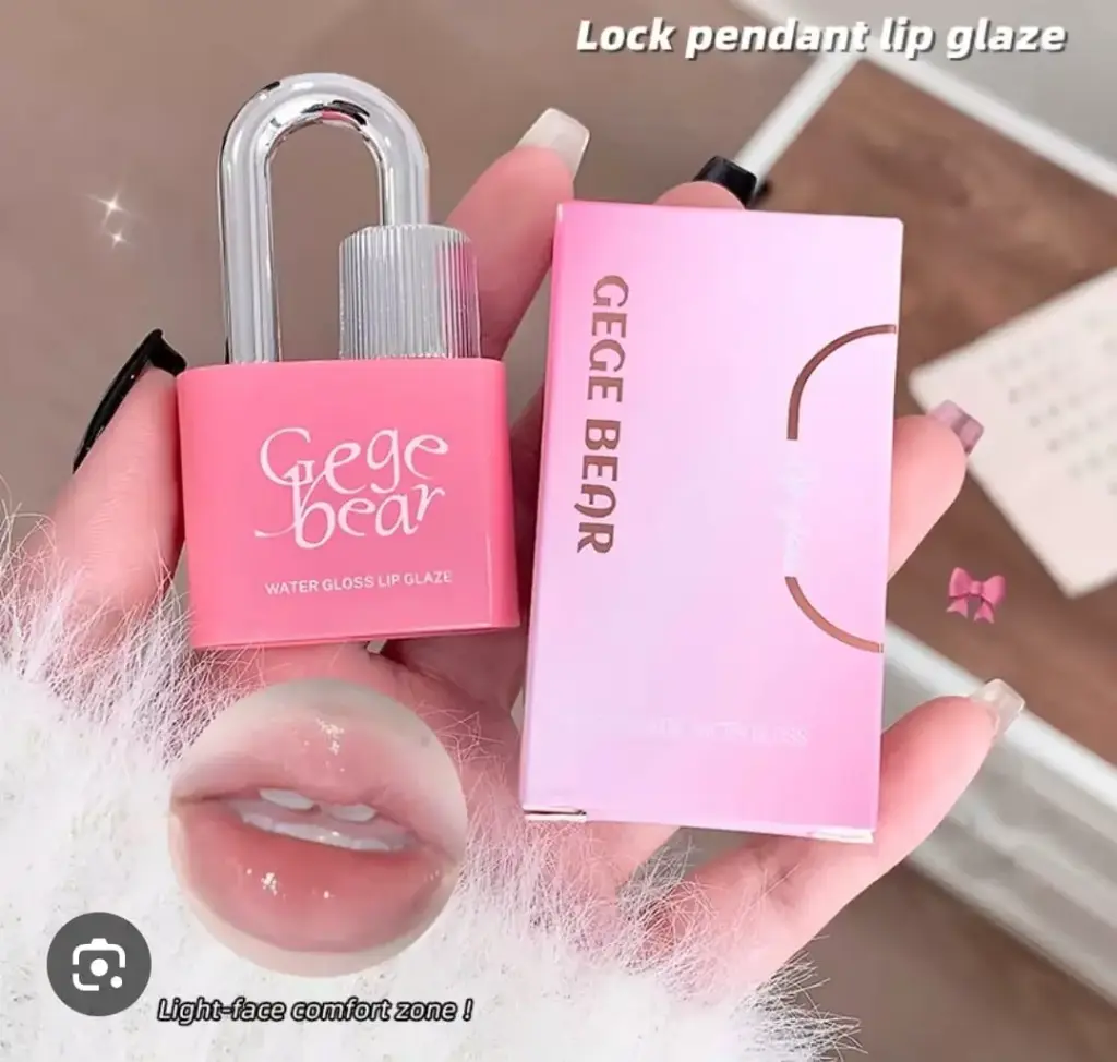 Lip Gloss Forma Candado Caja Rosa 