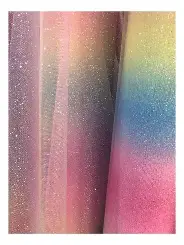 Tul Multicolor Elastizado Gliters Arco Iris 1.5 Mts Ancho