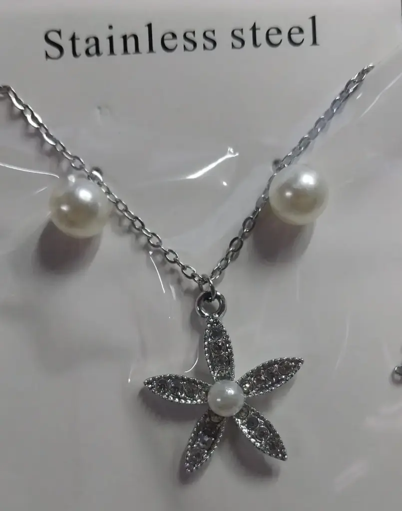 Collar Con Aros Flor Stainless Steel