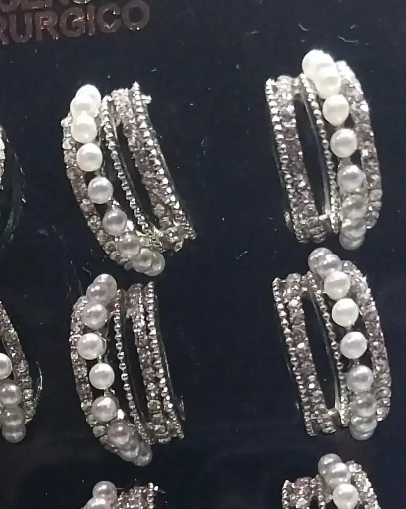 Aros Con Perla Y Strass Acero Q