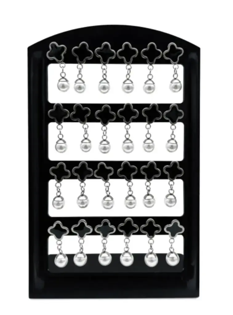 Aro Trebol Con Perla Colgante