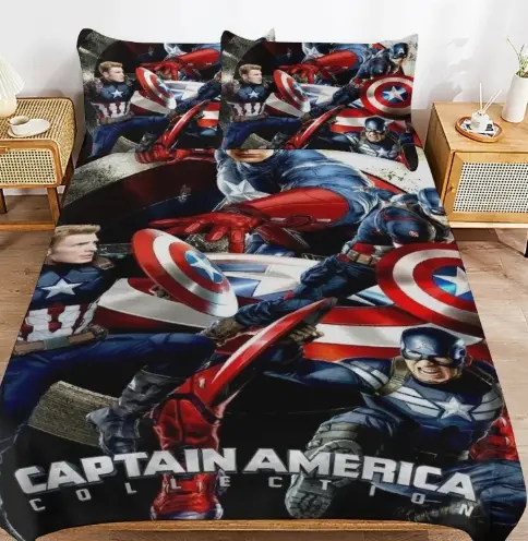 Acolchado Capitan America + Sabanas+ Cortinas