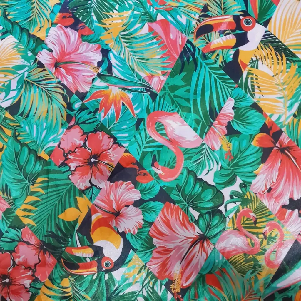 Raso Estampado  Flamenco - Tucanes - Flores