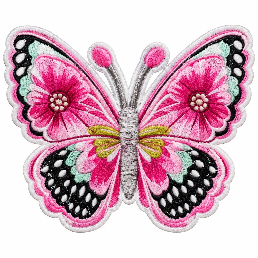 Aplicacion Mariposa Fondo Flor Bordado CADA UNO