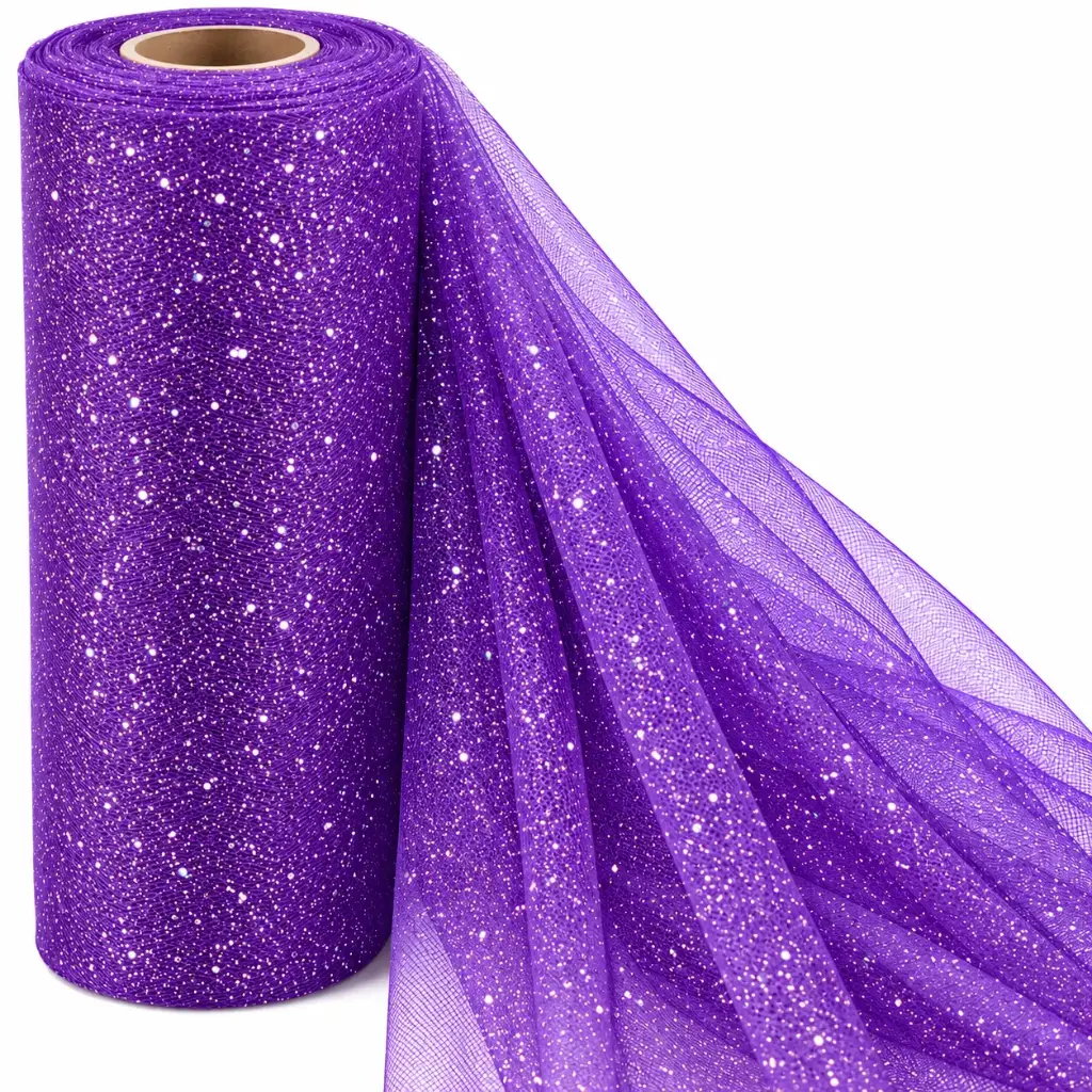 Tul Con Brillo Gliter Violeta 