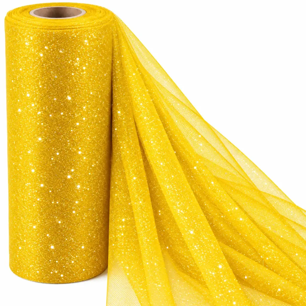 Tul Con Brillo Gliter Amarillo 