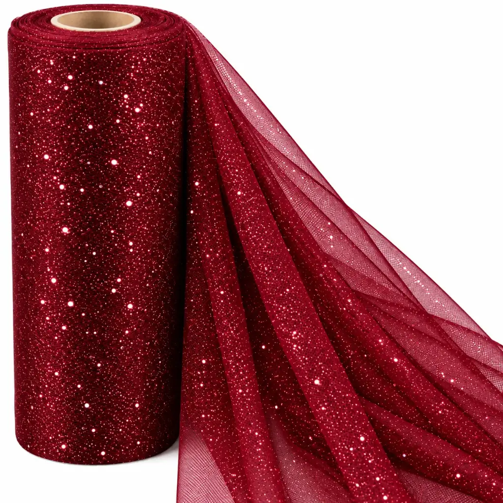 Tul Con Brillo Gliter  Bordo 