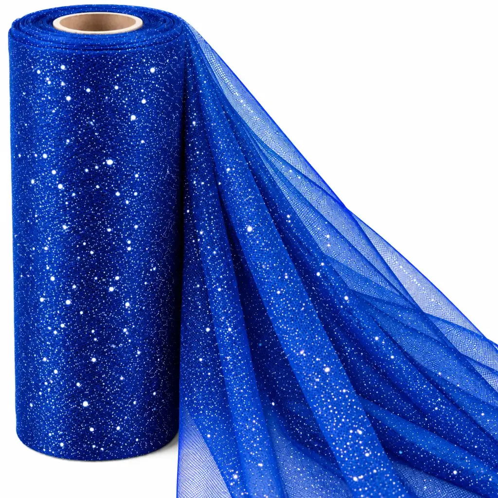 Tul Con Brillo Gliter Azul 