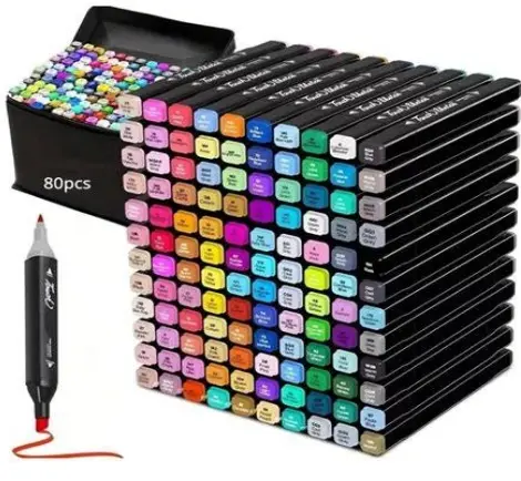 Plumones Doble Punta x 80 Pcs