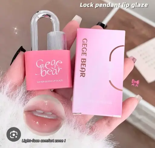 Lip Gloss Forma Candado Caja Rosa 