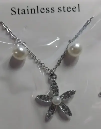 Collar Con Aros Flor Stainless Steel