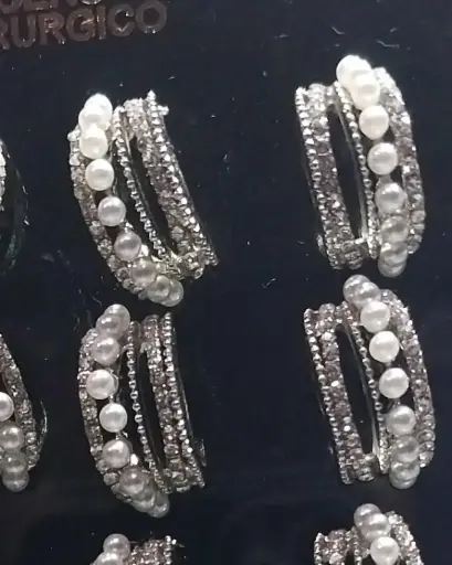 Aros Con Perla Y Strass Acero Q